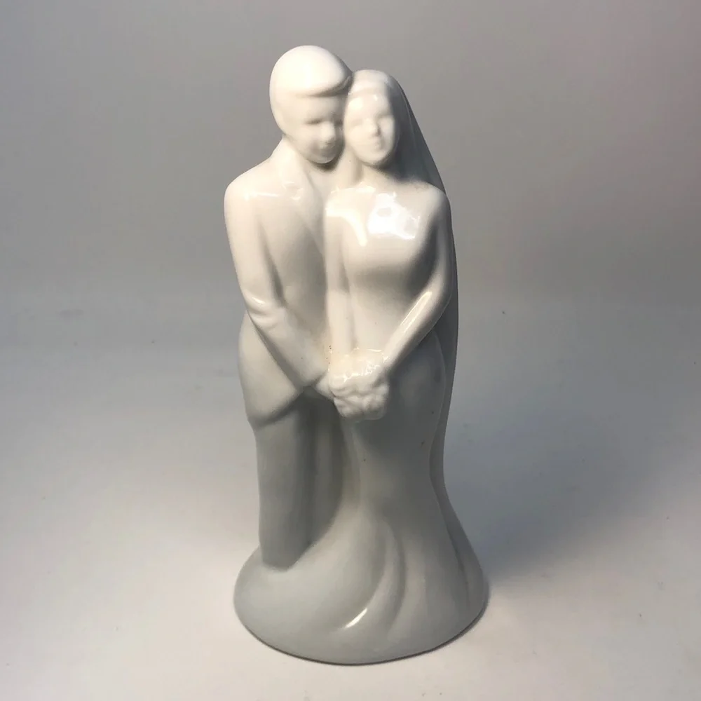 Elegant White porcelain Wedding Cake topper vintage collectible.